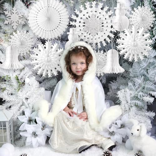 13 Stücke White Paper Schneeflocken Dekorationen,Papier Schneeflocken...