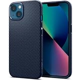 Spigen iPhone 13 ケース TPU 厚さ1.8ｍｍ 滑り止め ソフト ケース マット 耐衝撃 米軍MIL規格取得 傷防止 指紋防止 衝撃吸収 ワイヤレス充電対応 リキッド・エアー ACS03520 (ネイビー・ブルー)
