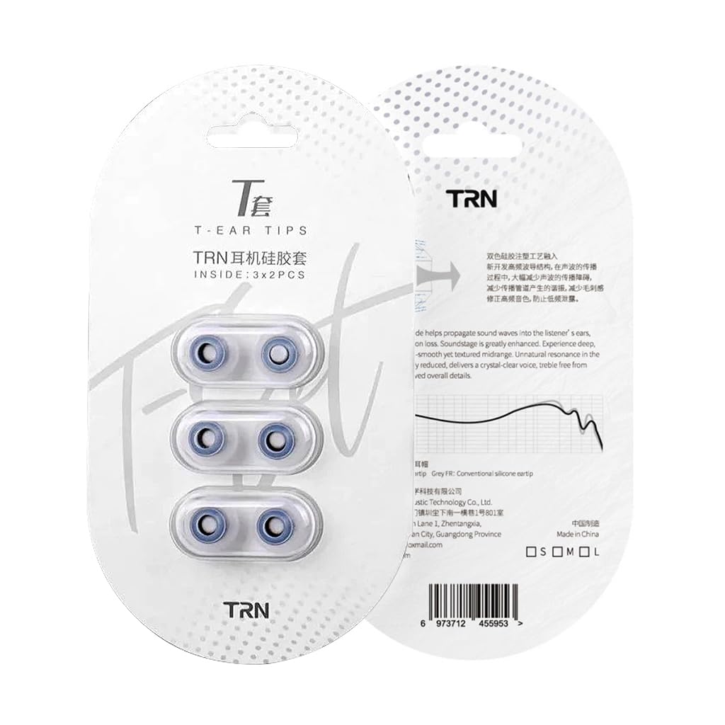 TRN T Silicone Ear Tips | Sound Diffusion Waveguide Design | Noise Isolation | Nozzle Diameter 3.8mm to 6.2mm (M)