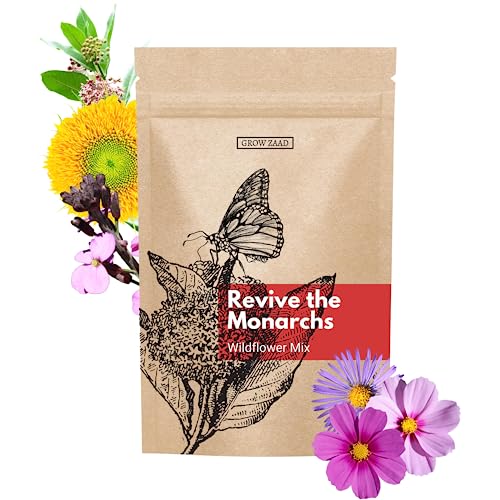 12,000+ Seeds - Protect Monarch Butterflies Wildflower Mix - 27 Wild Flower Varieties - Pollinator - Perennial & Annual Flowers Milkweed, WallFlower, Zinnia - Planting Outdoors Spring, Fall