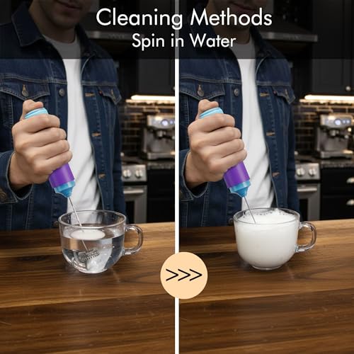 Image of Rechargeable Milk Frother Handheld, 2-IN-1 Dual Spring Whisk Electric Frother Wand for Cappuccino Latte Macchiato, Portable Drink Mixer for Coffee, Matcha, Hot Chocolate