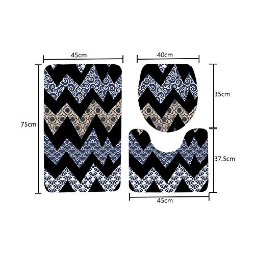 Haodasi 3-Teiliges Badematten Set - 3D Geometrie Muster Dekorative 3 stücke Skidproof Soft Pedestal Teppich + Deckel… – Bild 6