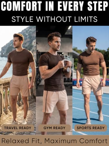 Image of Leriya Fashion Men's Ribbed Shorts | Stylish Summer Bottoms | Trendy Streetwear Half Pant | Elastic Waist Printed Summer Outfit | Relaxed Fit Casual Short's with Pockets | Gym Boxer Shorts for Men