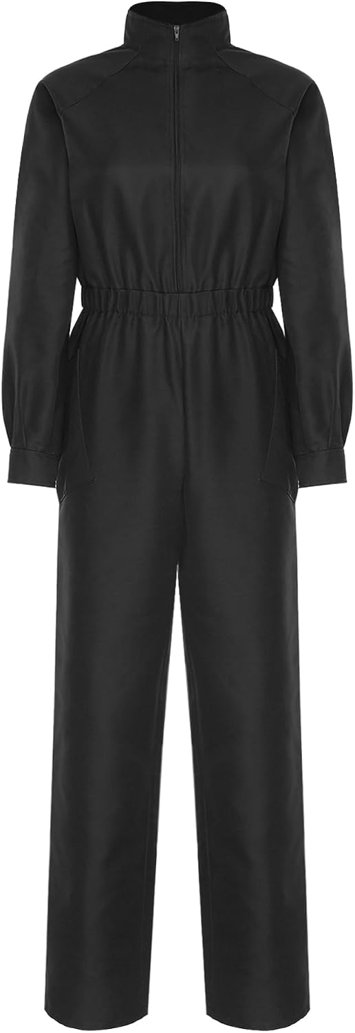 FEESHOW Work Coveralls for Women Adult Solid Color Long Sleeve Mechanics Work Jumpsuit Lightweight Coverall