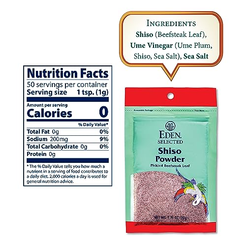 Eden Shiso Leaf Powder, Traditionally made in Japan, Pickled Beefsteak Leaf, 1.76 oz