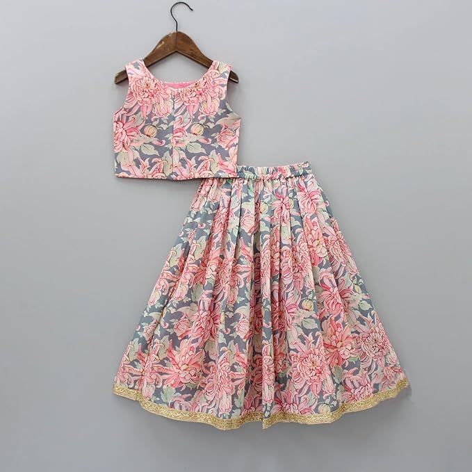 Girls Wedding Ethnic Western Wear Rayon Printed Readymade Traditional Lehenga Blouse And Dupatta Choli3