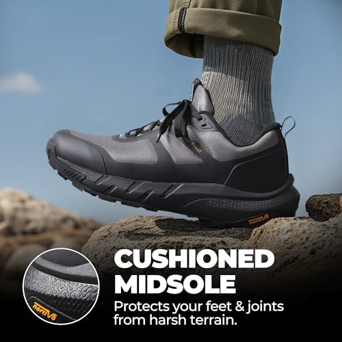 Image of NORTIV 8 Men's Waterproof Hiking Shoes | Lightweight Trekking Walking Fashion Sneakers with Arch Support for Camping Tennis Outdoor Training StreamRunner