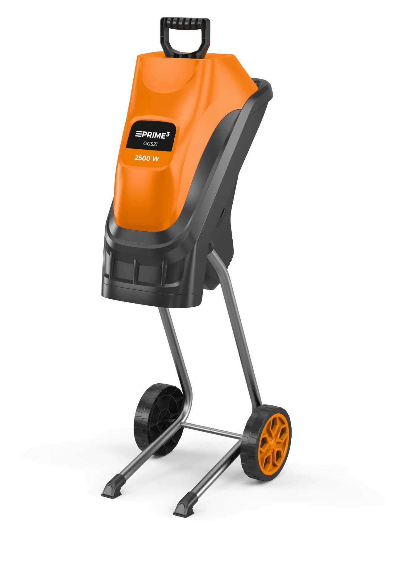 PRIME3 - Rozdrabniacz do Gałęzi - Rozdrabniarka do Ogrodu - 2500 W, 4300 obr./min, do Gałęzi o Średnicy do 44 mm, Koła Transportowe, Stabilna Podstawa, Lekka i Poręczna, GGS21