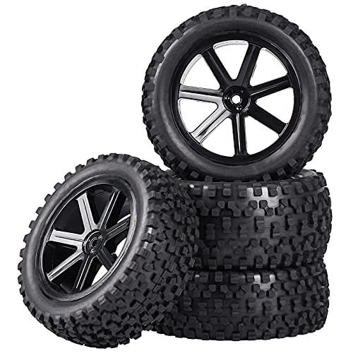 Aimrock 12mm Hex 2.2'' Pre-Glued RC Buggy Wheels and Tires, Out Dia. 3.5'' for 1/10 1/12 1/14 1/16 Off-Road RC Buggy Truck, Set of 4