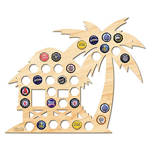 Tableau de bière pour capsule de bouteille Maison de plage 40x40 cadre déco M0071