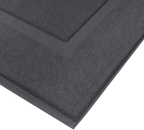 Utopia Towels Cotton Banded Rug, Bath Mats, Not a Bathroom Rug, 21 by 34 Inches, 100% Ring Spun Cotton, Highly Absorbent Shower Bathroom Floor Mat, Gray, 2 Pack