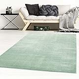 Taracarpet Kurzflor-Designer Uni Teppich extra weich fürs Wohnzimmer, Schlafzimmer, Esszimmer oder Kinderzimmer Gala Mint grün 200x290 cm