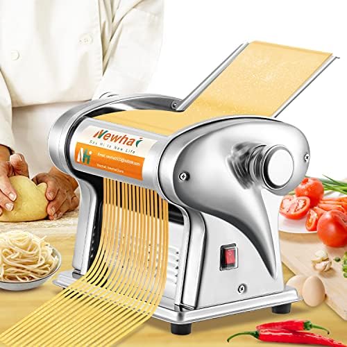 Newhai Electric Family Pasta Maker Machine Noodle Maker Pasta Dough Spaghetti Roller Pressing Machine Stainless Steel 135W for Home Use (2.5mm round noodle)