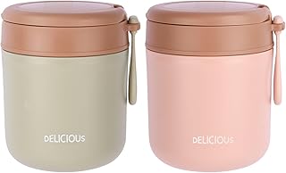 2 X Insulated Food Flask with Foldable Spoon