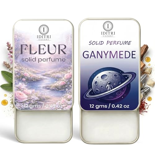 Image of IDITRI EXPORT Solid Perfume |Ganymede&Fleur Alcohol Free Wax Perfume Balm, Long Lasting | Pocket Tin 12g, Pack Of 2| Non Greasy Smooth Glide, Travel Friendly Men And Women