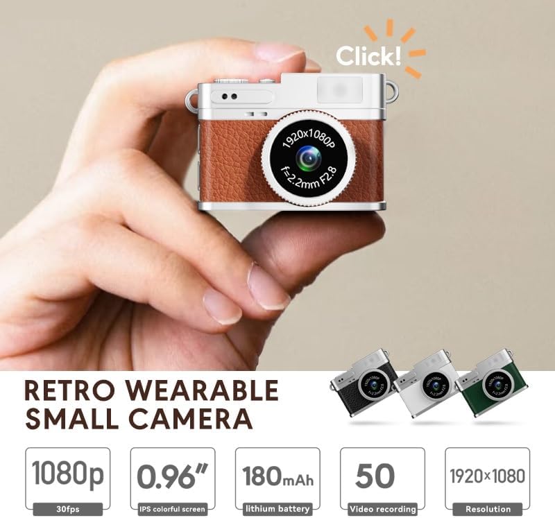 Miniatura 2 de Mini cámara con llavero, 1080P 2MP Mini cámara digital retro - Pequeñas cámaras pequeñas portátiles, micro cámaras de video compactas vintage con
