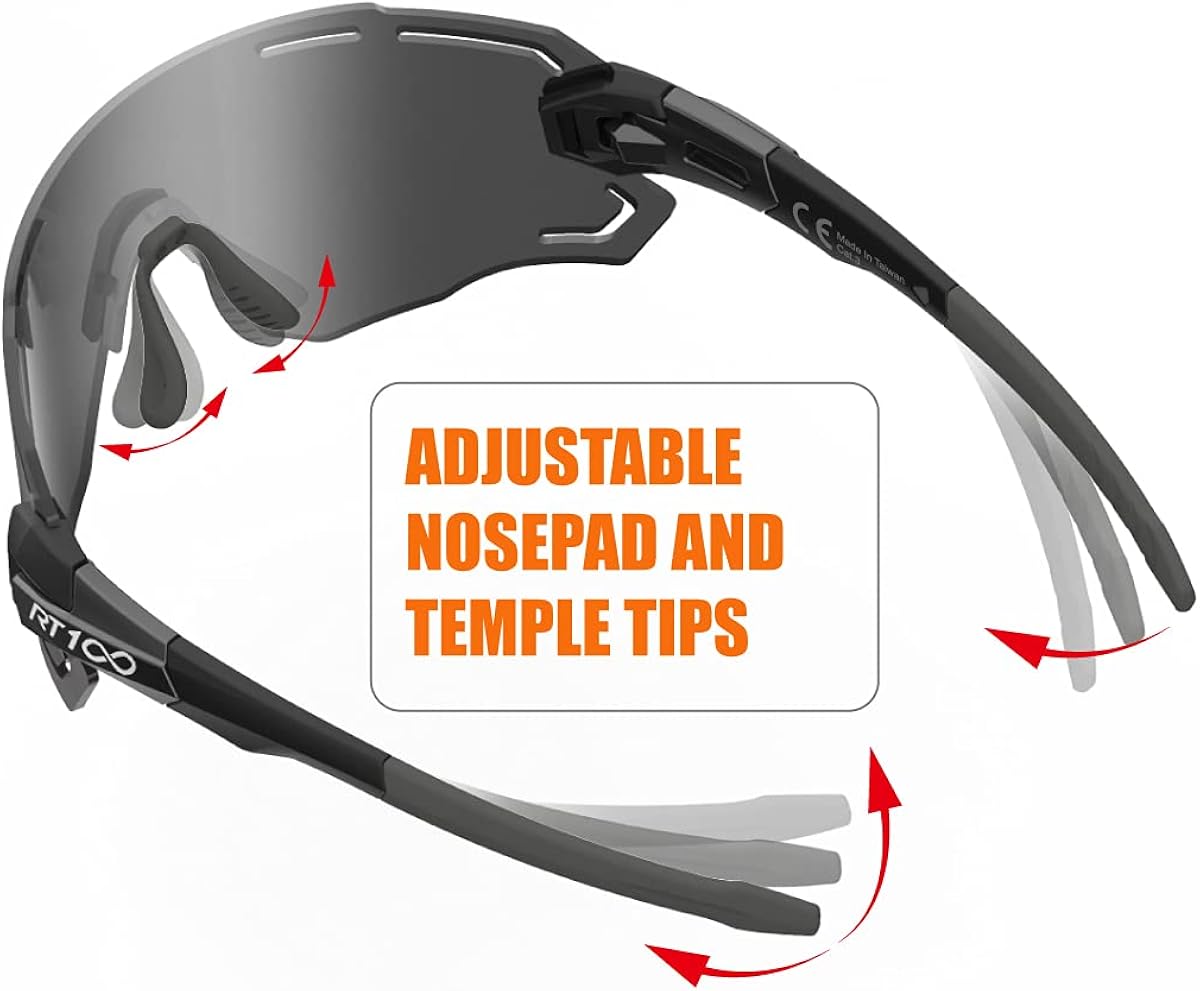 RT100 Road bike sunglasses men Road cycling Sunglasses for Men and Women mtb riding sunglasses youth baseball shield sunglasses, Black - Flash Mirror, Small to Large, (Q588N Black Flash Mirror) : Sports & Outdoors