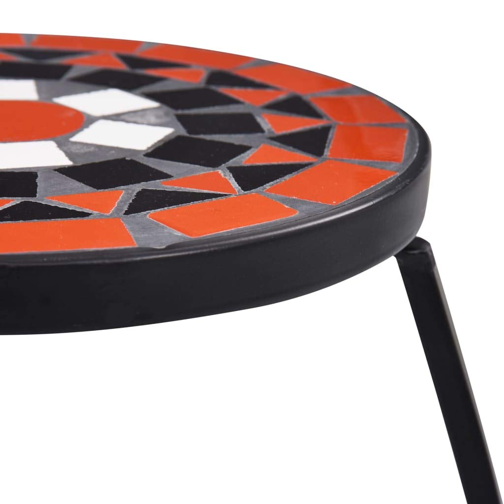 Festnight 3 pz Tavolini con Mosaico Nero e Bianco in Ceramica,Portafiori Mosaico,Tavolino Terrazzo Mosaico,Tavolinetto Mosaico,Tavolo Mosaico