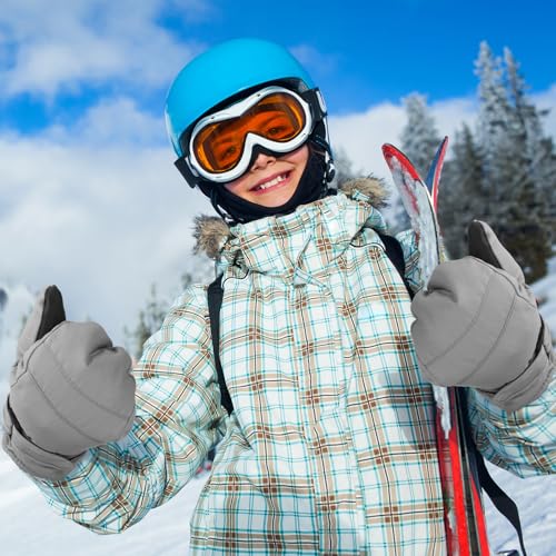Image of Geyoga 4 Pairs Kids Mittens Waterproof Ski Gloves Boys Girl Warm Snow Winter Mittens for Kids Toddler Outdoor Activities