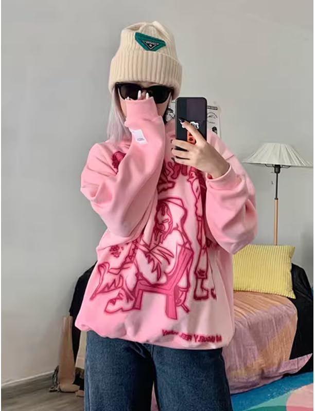 Y2k Mens Graphic Oversized Hip Hop Streetwear Casual Hoodie Cartoon Character Print Hoodies Hooded Sweatshirt - Image 2