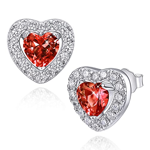 Boucles d'oreilles de naissance de janvier en argent sterling 925 pour les Boucles d'oreilles Coeur femmes D'amour zircone cubique Cover