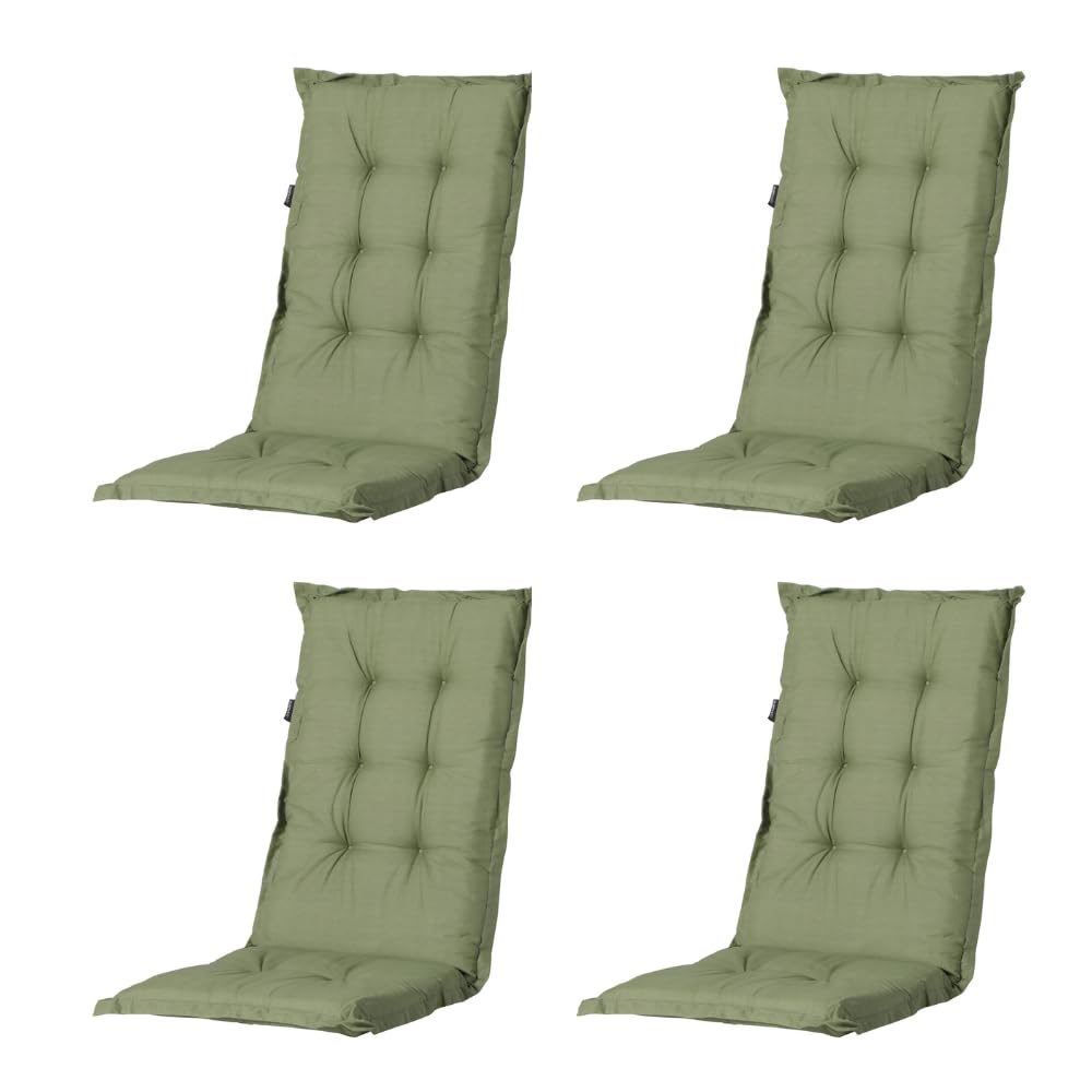 Madison 4er Set Hochlehner Auflagen, Bequeme und Stilvolle Gartenstuhlauflage für Holz-,Stahl-, Oder Kunststoffstühle, Sitzauflage - Indoor/Outdoor Stuhlpolster