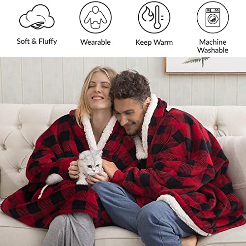 SHAINE Übergroße Sherpa Hoodie Sweatshirt Decke Tragbare Damen Weiche Warme Riesen Hoodie Kuschel Kapuzenpullover-DeckeSuper Weich und Bequem Geeignet für Erwachsene, Männer, Frauen, Jugendliche