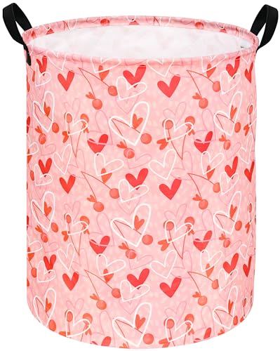 Image of KUNRO Round Laundry Gift Basket Storage Hamper Clothes Storage Basket Organizer Bin with Handles for Nursery Room