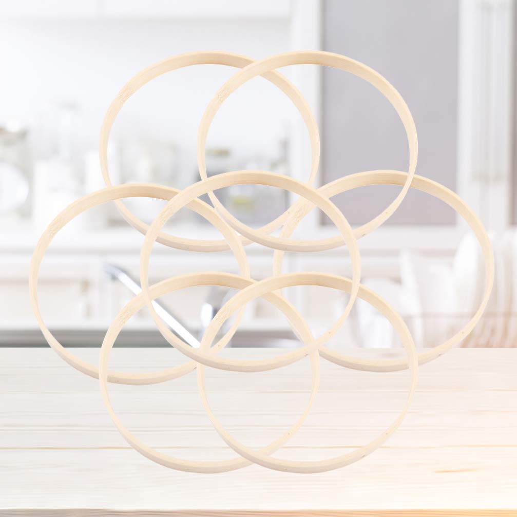 Set di 12 anelli in legno di bambù, cerchio, acchiappasogni, 20 cm floreali, anelli di corona di bambù, cerchio di bambù in macramé per acchiappasogni, matrimonio, fai da te decorazione