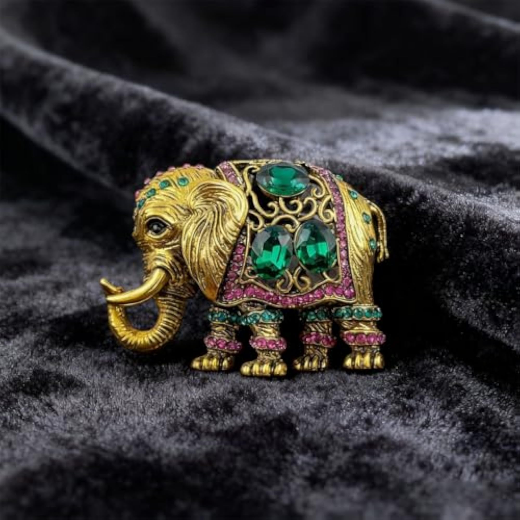 Elephant Brooch for Men, Crystal Studded Lapel Pin