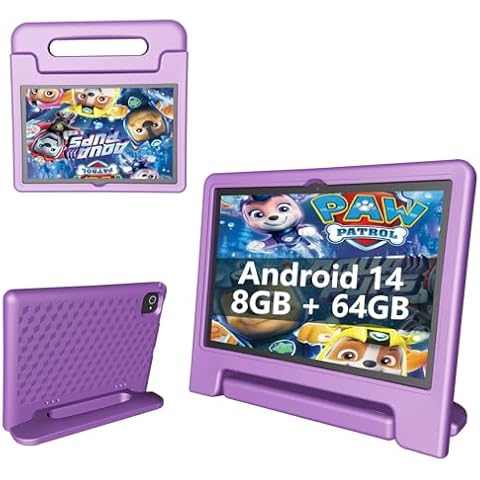 ITDULCET Kids Tablet, 10 inch Android 14 Tablet for Kids, 8GB RAM 64GB ROM Octa-Core Fast-Charging Battery Toddler Tablet with Shockproof Case, Bluetooth, WiFi, Parental Control, Dual Camera, GPS Cover