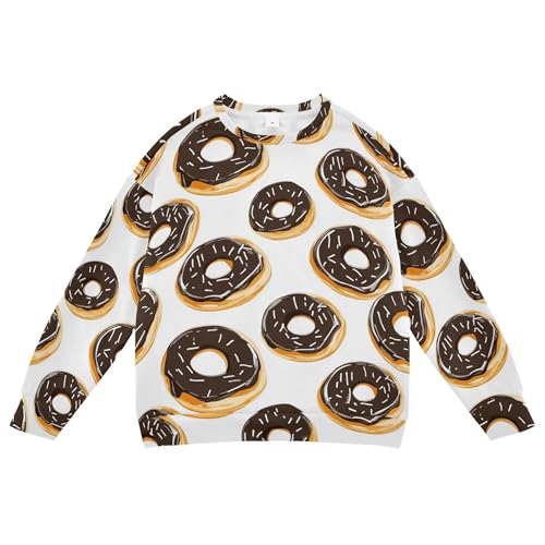 JUNZAN Cute Cartoon Sweets Donuts White Kids Boys Sweatshirts Hoodies Long Sleeve Kids Pullover Hoodie Party 4T