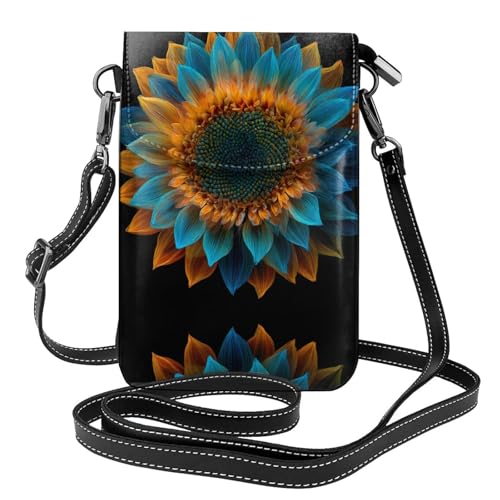 Sac bandoulière en cuir pour téléphone portable, l'élégance des chrysanthèmes fluorescents