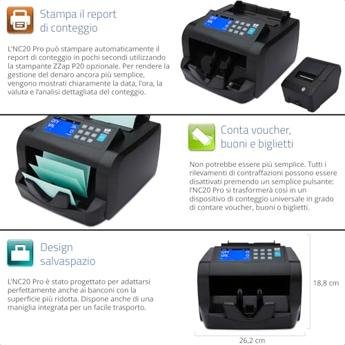 Zzap Contabanconote E Verificatore Di Banconote False - Macchina Conta Contanti (NC20 Pro) - 7