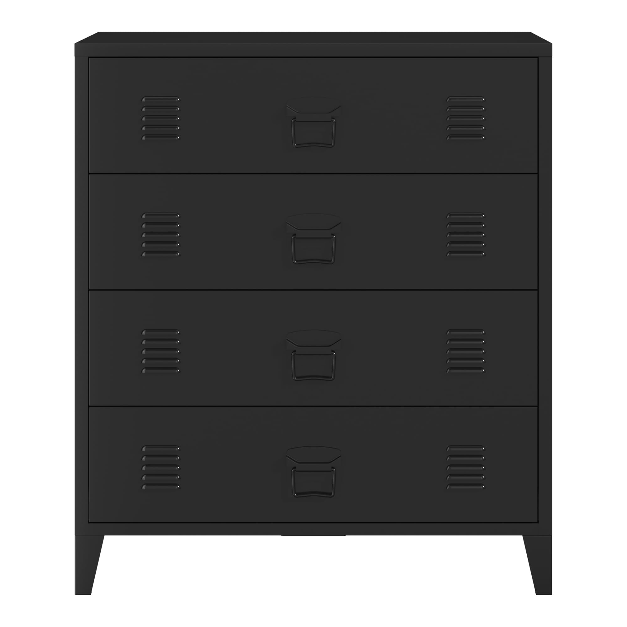 [en.casa] Commode Métallique avec 4 Tiroirs Casier de Bureau Caisson avec Compartiments Fermés Meuble de Rangement Industriel Acier 92 x 80 x 40 cm Noir