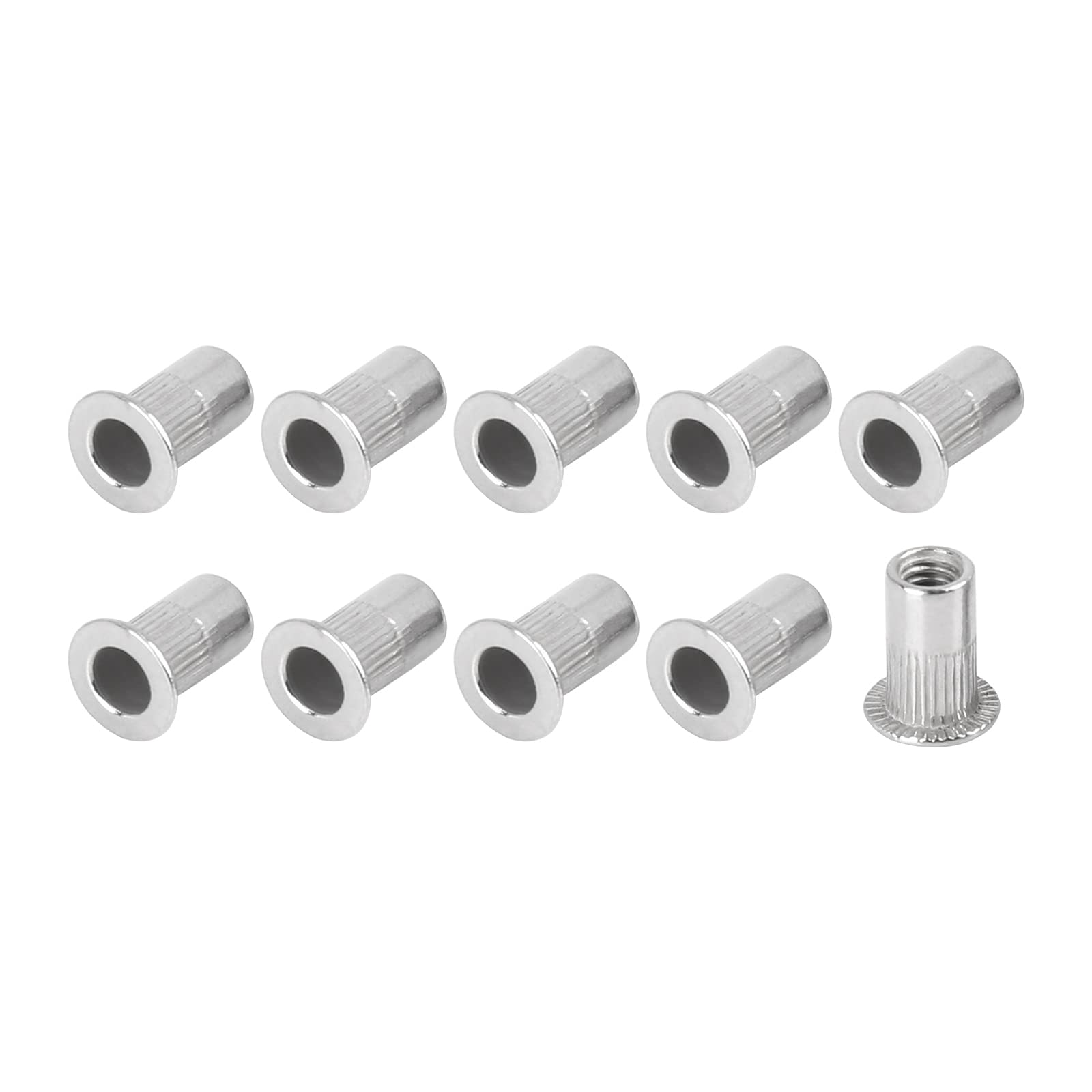 METALLIXITY Rivet Nuts (M4) 30Pcs, Stainless Steel Knurled Threaded Insert Nuts - for Furniture Mechanical Fasteners, Silver Tone — image 1