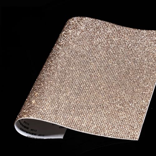 Bling Champagne Gold Rhinestone Sheets Self Adhesive, 9.4x7.9 Inch Glitter Rhinestone Stickers Gems, Crystal Diamond Sticker for Car Craft DIY Decoration by MYYKO - Used condition - US$6.54
