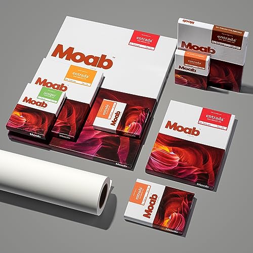 Moab Entrada Rag 100% Cotton Fine Art Archival Inkjet Paper, 2-Sided, Smooth (Hotpress) Bright White Matte, Medium Weight 190gsm, 25 Sheets (13X19)
