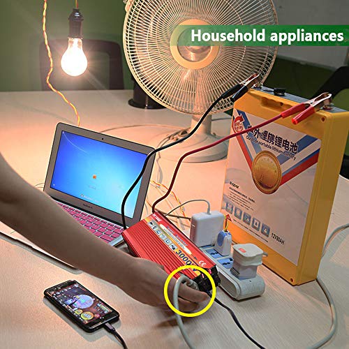 Inversor de 3000W para acampada convertidor de potencia 12V con enchufe universal 7