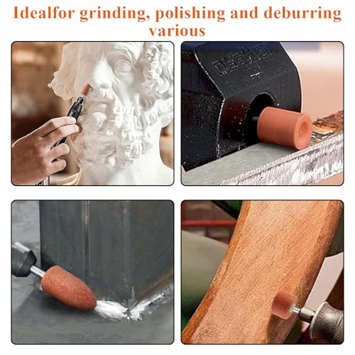 SHYSBV 64 Stück Korund Schleifspitze Set – Dremel Schleifaufsätze mit Aluminiumoxid-Schleifsteinen, Schleiftrommeln & Zubehör zum Rotationsschleifen, Polieren und Entrosten