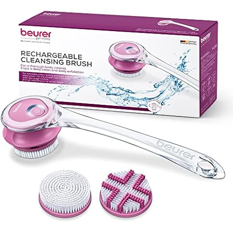 Beurer FC55 Electric Body Scrubber for Exfoliating and Massage, Waterproof for Showering, Cordless and Rechargeable, Spinning Skin Cleansing Brush with 2 Attachments Cover