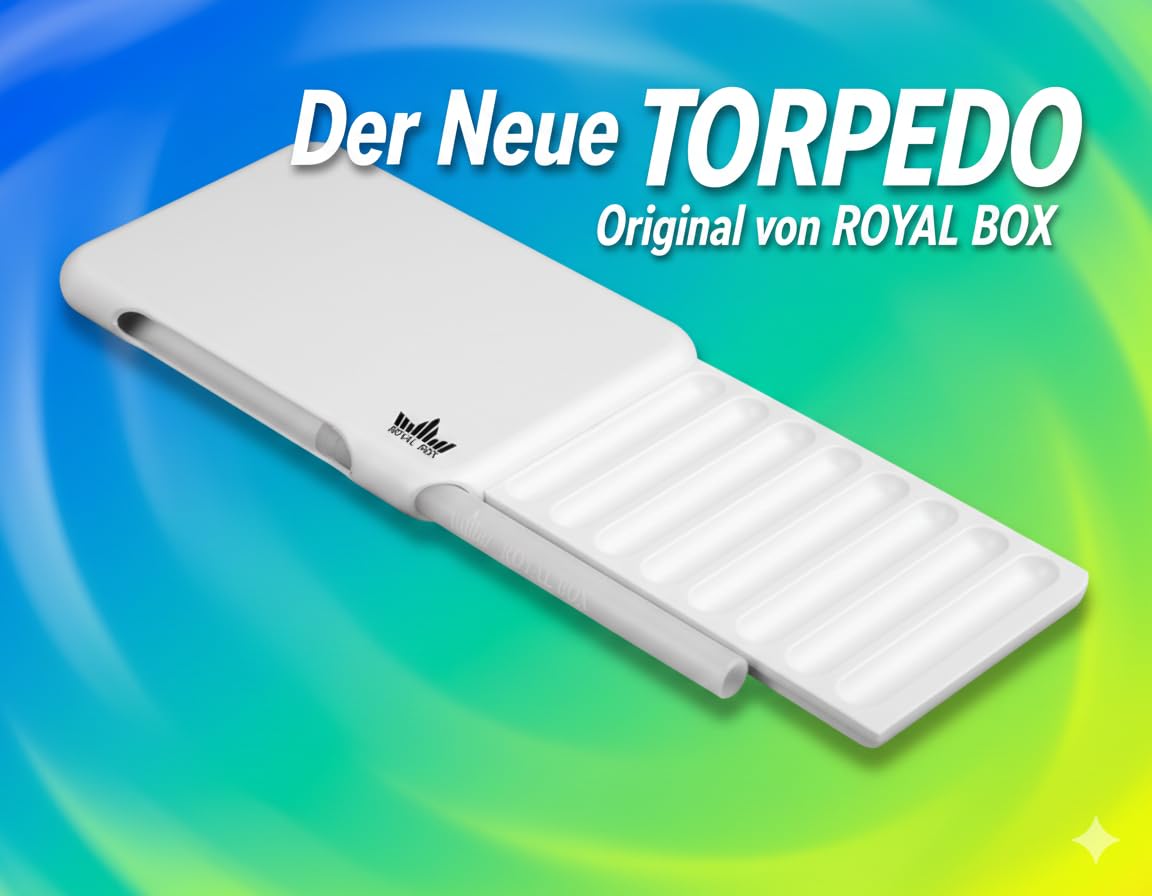 Royal Box Torpedo White Edition - Exclusif en plastique de qualité supérieure avec tube de traction en aluminium - Discret, compact et élégant - Blanc