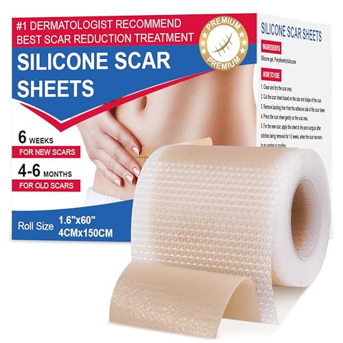DEZEHUI Pansements en silicone pour cicatrices, 4 cm x 150 cm, réutilisable, en silicone, les Brûlures, l'acné, etc. Blessures, Césarienne