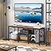 YGEOMER Entertainment Center for 55 50 45 43 40 32 Inch TVs, TV Stand with Power Outlet and Open Storage Shelves, TV Media Console Table for Living Room and Bedroom, Rustic Brown