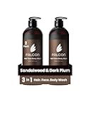 Hair Face Body Wash | 3-in-1 Moisturizing Formula, Sandalwood Dark Plum, Paraben & Sulfate Free, Natural Ingredients, 2-Pack, 16 fl oz Each