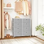 SONGMICS BELLAH Collection - Chest of Drawers, Storage Unit with 8 Easy Pull Fabric Drawers, Dresser, Organiser Unit with Metal Frame, Tabletop, for Closet, Grey ULTS24W