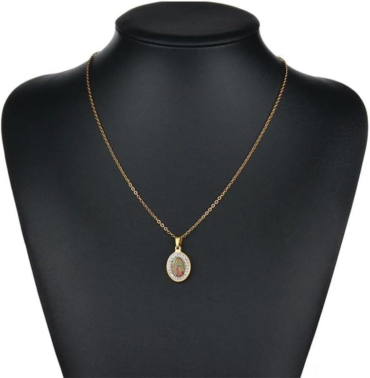 Miniatura 5 de Collar de plata de ley 925 virgen de guadalupe de oro amarillo de 18 quilates con dije de Virgen María, collar de circón cristiano guadalupe joyería