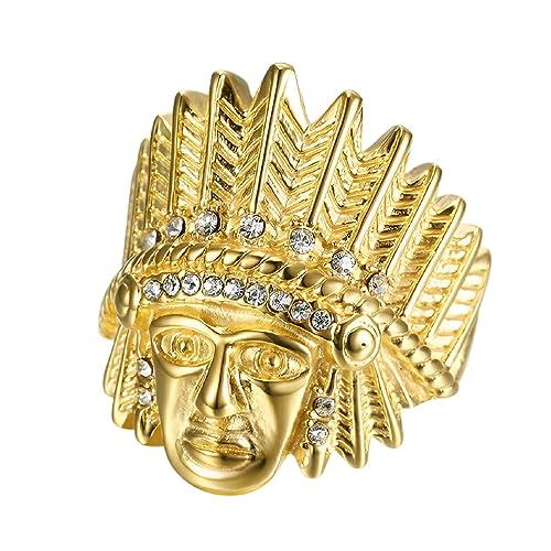 Bague de chef indien pour homme en acier look punk rock
