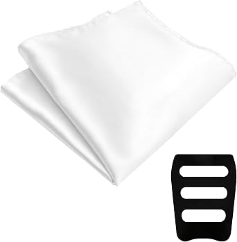Pocket Squares for Men Solid Handkerchief with Holder for Suits Wedding Church Formal Dress