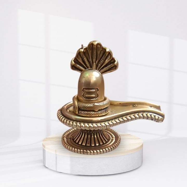 Image of eCraftIndia Brass Shivling Statue with Snake |